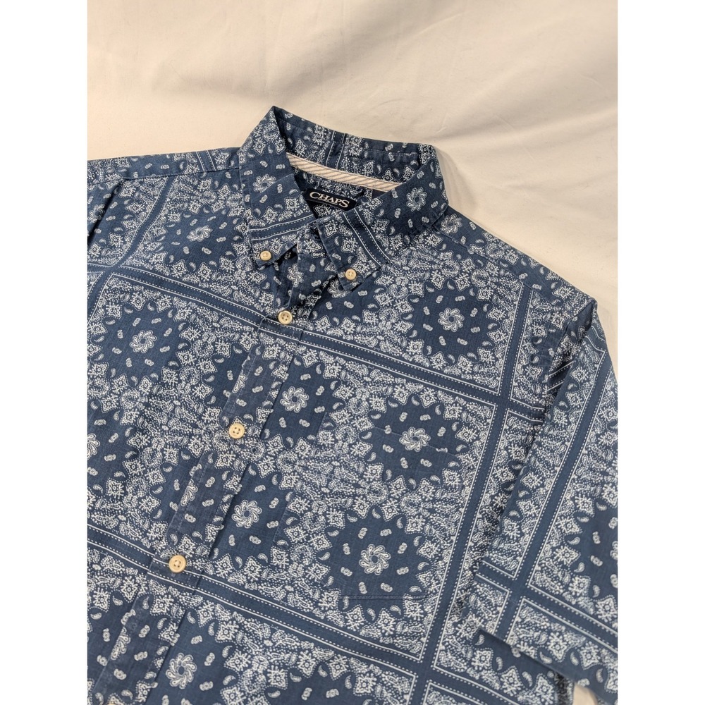 Chaps - Button Up - Mens Size Large- Paisley Bandana Design 100% Cotton